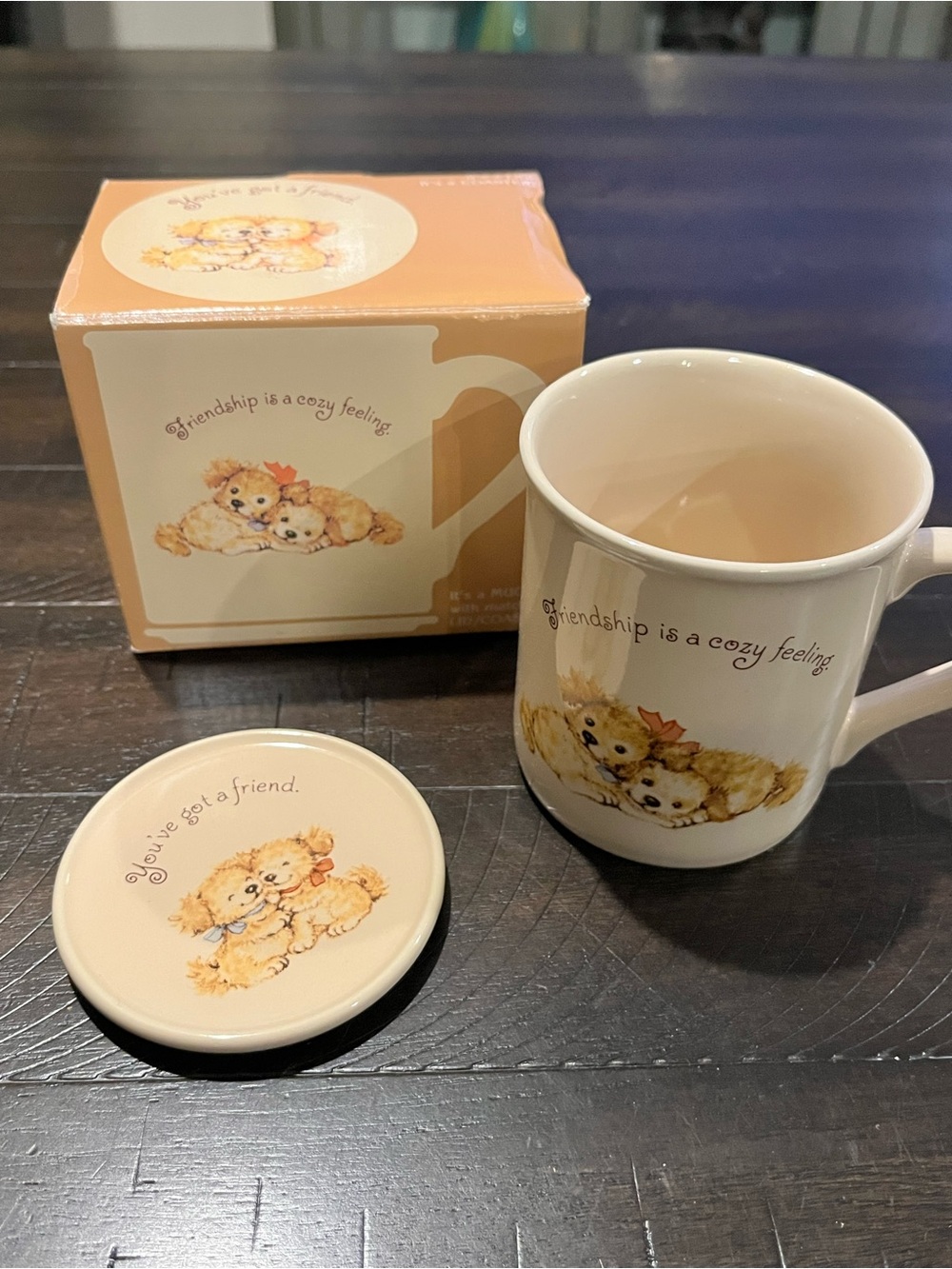Hallmark Puppies Friends Knows How to Warm Heart Mug Mates Coffee Cup coaster